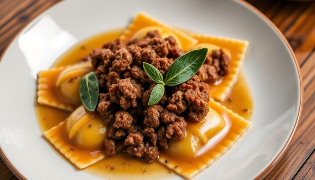 pumpkin ravioli with sausage