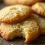 Close-up of freshly baked rosemary lemon olive oil cookies on a plate